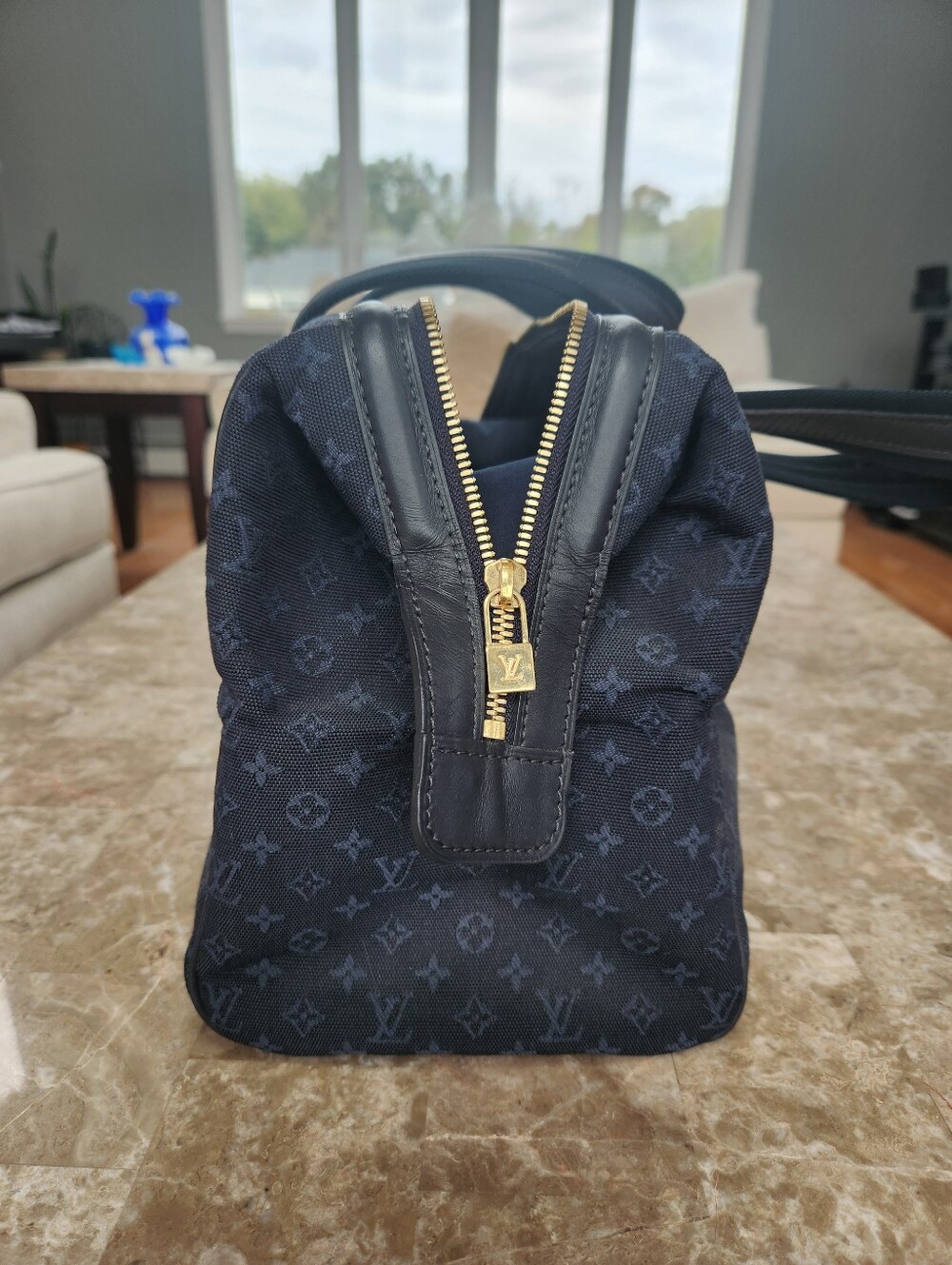 Louis Vuitton Navy Blue Monogram Lin Josephine Bag - Picture 3 of 13